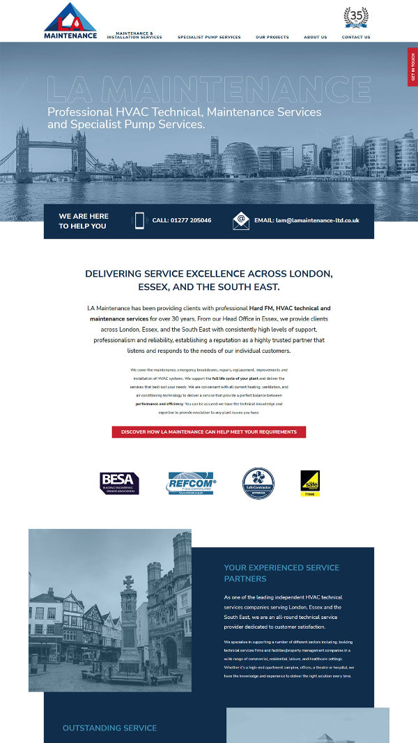 screenshot of the la maintenance website